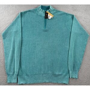 F/X Fusion Sweater Men's Medium Aqua Blue Quarter Zip Waffle Knit Pullover NWT